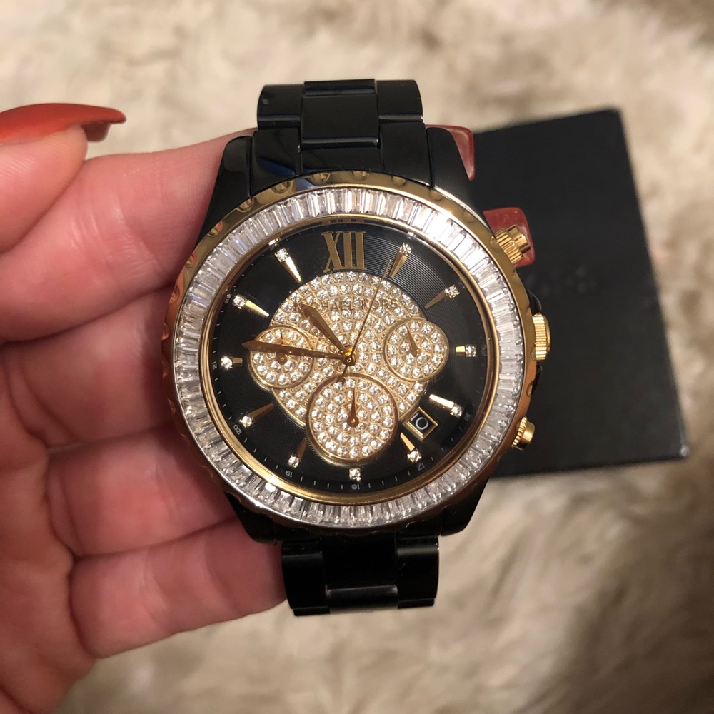 Michael Kors Black Steel Jewel Face MK5747 Watch